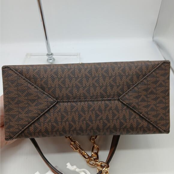 Michael Kors Medium Cece Signature Chain Shoulder Bag and Wallet Set Brown - Picture 7 of 16